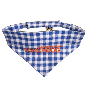 Touchdog 'Bad-to-the-Bone' Plaid Patterned Fashionable Velcro Bandana (Color: Blue, size: small)